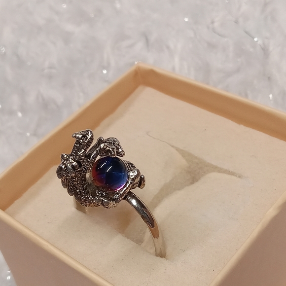 5 for $10 Handmade Silver Tone Incandescent Ball Dragon Ring Size 8 - Picture 4 of 11